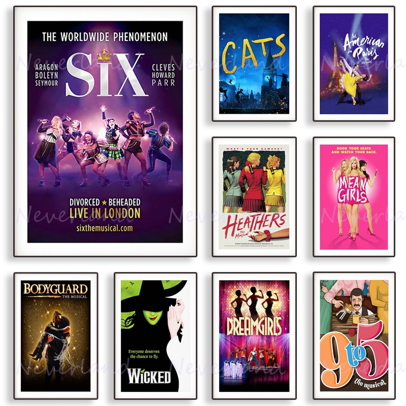 Classic Stage Musical Dreamgirls/six/Heathers Retro Poster Canvas Painting and Print Wall Art Picture for Living Roo